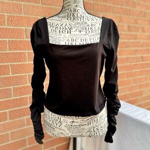 H&M Black Top w/ X-Long Tied Sleeve